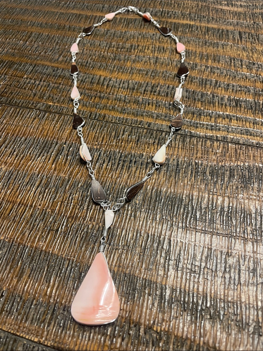 Pink Shell Teardrop Pendant Necklace - Women Jewelry